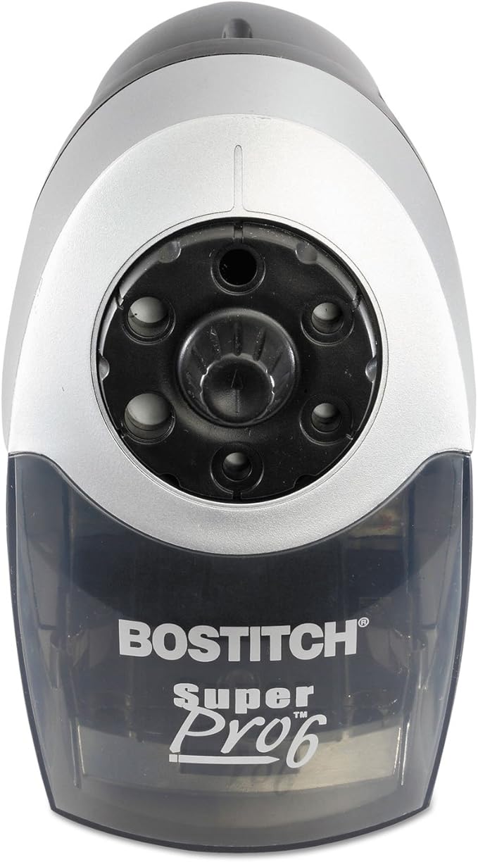 Bostitch Office SuperPro6 Electric Pencil Sharpener, Heavy Duty Commercial with 6 Holes and Industrial Motor, Grey
