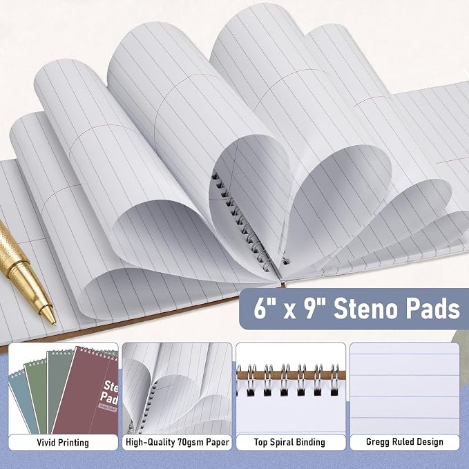 Eaasty 12 Pack Spiral Steno Pads Bulk Top Spiral Steno Notebooks