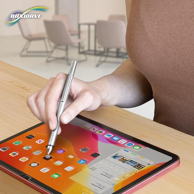 BoxWave Stylus Pen Compatible with Boogie Board Blackboard Smart Scan Reusable Notebook - FineTouch Capacitive Stylus, Super Precise Stylus Pen - Metallic Silver
