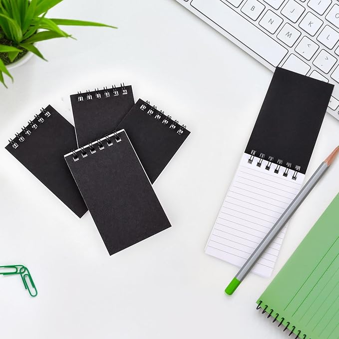 Hxezoc 10 Pack Small Pocket Notebooks, 3 x 5 Inches Mini Black Spiral Pocket Notebook with Lined Pages Memo Pads for Kids Home Office School Classroom Decoration Supplies