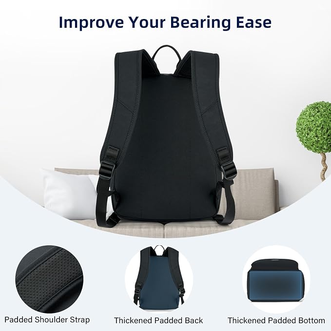 HanTrip 13 Inch Mini Small Travel Backpack Cary on For Women Men, Black | 13L Capacity, Lots of Pockets, Padded Shoulder Strap, Lightweight, Water Resistant, Bookbag for College, Commuter, Work