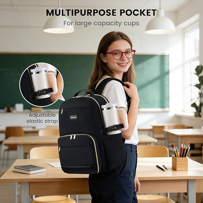 LOVEVOOK Lunch Backpack with Lunch Compartment,17 Inch Laptop Work Travel Insulated Cooler Backpack Purse, Waterproof College Teacher Lunch Bag Box with Tumbler Holder,Gifts for Men Women,Dark blue