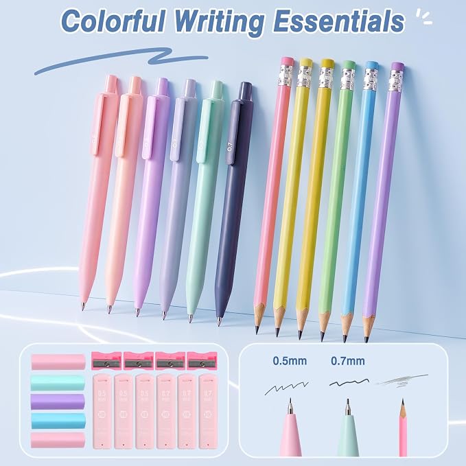 MoKo 59 PCS Aesthetic School Supplies with Cute Pencil Case, Students Stationery Set for Teen Girls & College with Gel Pens, Pastel Highlighters, Mechanical Pencils & Refills, Office Supplies, Blue
