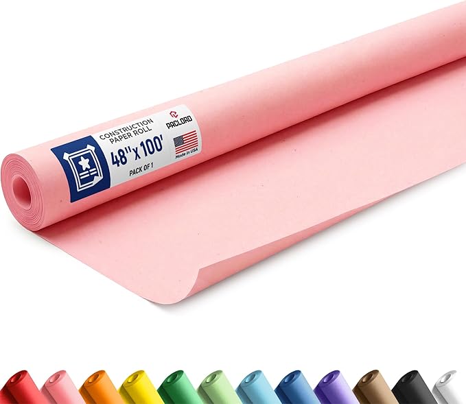 Pink Construction Paper Roll 48" x 100 ft – Made in USA – 48" Bulletin Board Paper for Classroom & School, Teachers & Kids