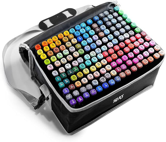 CREATSPARK Alcohol Markers 168 Colors with Base Dual Tip Art Drawing Markers for Anime Sketch Illustrations - Refillable