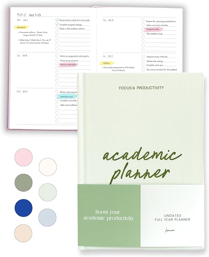 Lamare Academic Planner 2026-2027 – Undated Weekly College Student Planner for Homeschool, High School, College & Nursing Students