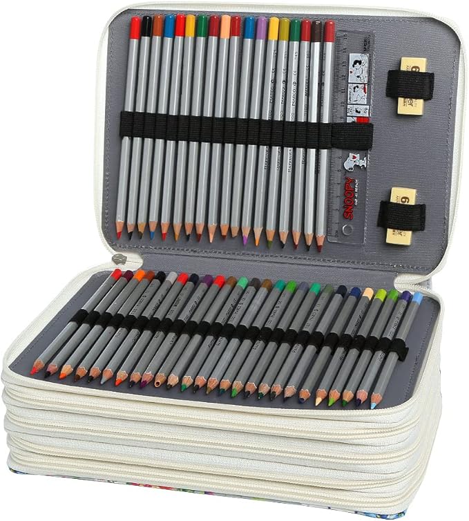 Portable Colored 250 Slots Pencil case Organizer with Printing Pattern for Watercolor Pens or Markers, Pencil Case Organizer for Artist