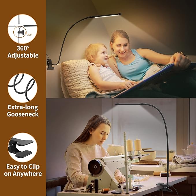 iZELL Reading Light, Book Light for Reading in Bed [77 LEDs Light with 3 Color Modes & 10 Brightness Levels] 27.6-inch Flexible Gooseneck LED Desk Lamps, Easy Clip on USB Reading Lamp for Table