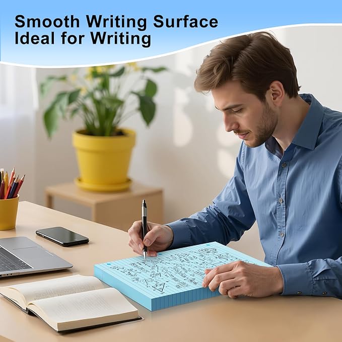 Blue Loose Leaf Paper 100 Sheets 8" x 10.5" Filler Paper, College Ruled 3-Hole Punched, Notebook Paper for 3-Ring Binders Notepad Writing Note Pads To-Do Lists for Office & School Supplies