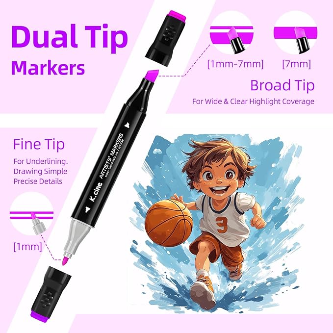 48 Colors Alcohol Markers, Dual Tip Art Markers with Fine Tip & Chisel Tips, Artist Art Sketch for Adults Coloring Illustration Book Painting Card Making