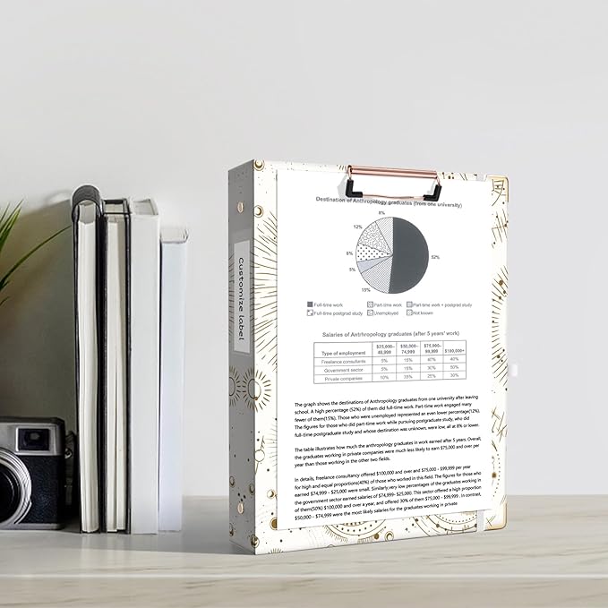 Ospelelf 3 Ring Binder, 1 Inch, Cute Letter Size (11" x 8.5") with 5 Tab Dividers, File Folder Labels and Low Profile Clipboards, Tarot Cards Binder for School and Office Supplies