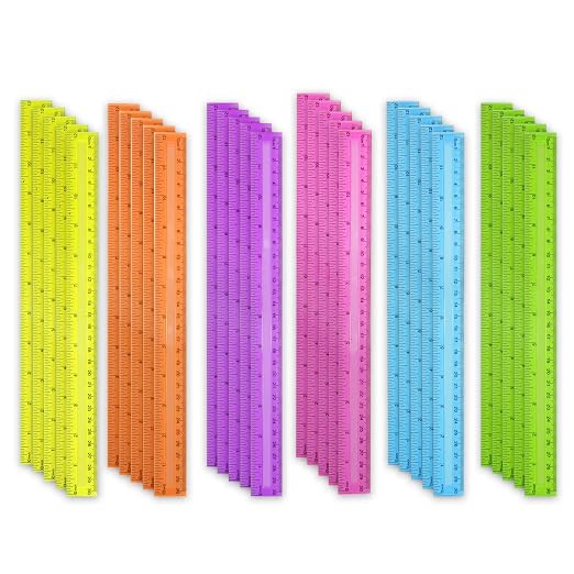 30 Pack Clear Plastic Rulers 12 Inch, Transparent Bulk Rulers for Classroom