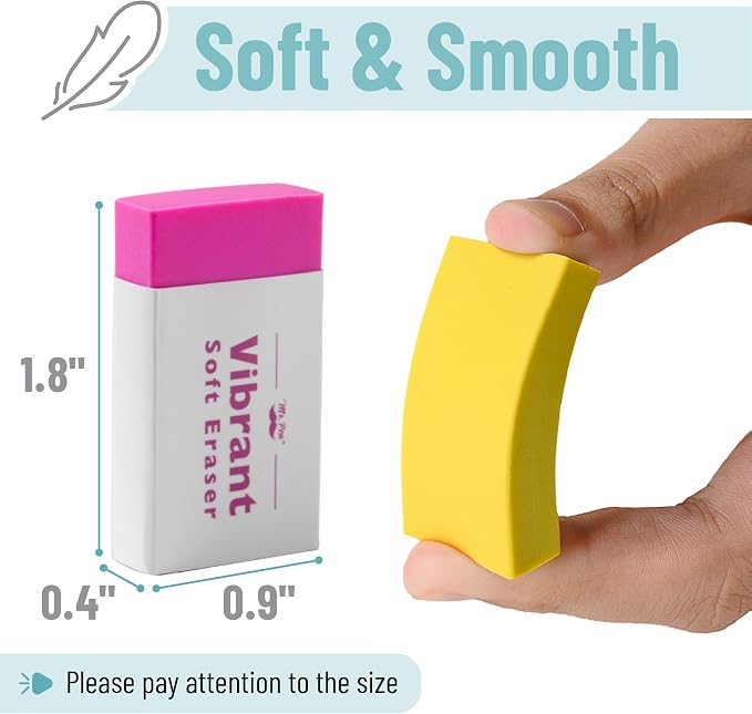 Mr. Pen- Erasers Bulk, 20 Pack, Large Block Erasers for School, No Smudge