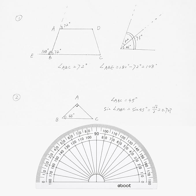 eBoot 28 Pack Clear 180 Degree Plastic Protractors for Angle Measurement, 10 cm