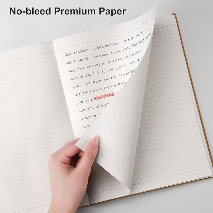 RETTACY Lined Journal Notebook, 204 Numbered Pages per Pack, B5 7.6" × 10"