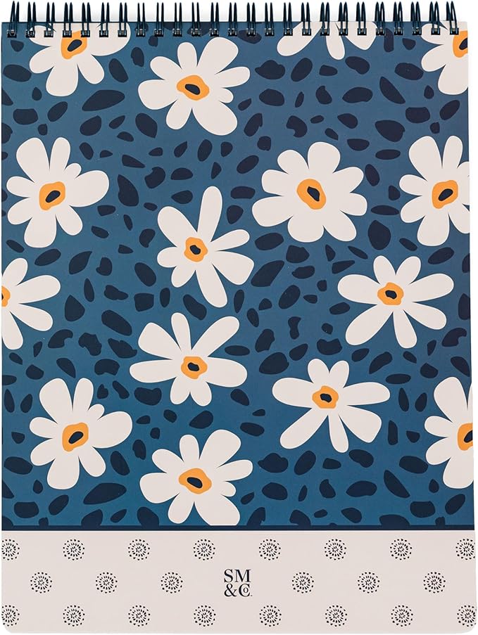 Steel Mill & Co. Large Top Spiral Notebook, Leopard Daisy