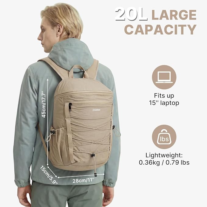 G4Free 20L Hiking Travel Backpack for Women Men | Lightweight Backpacks with Luggage Trolley Strap, Daypack for Outdoor Daily Camping