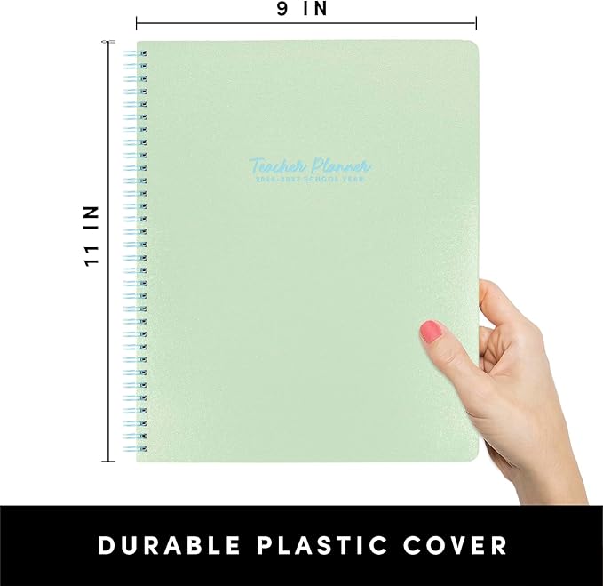 PAPERAGE Teacher Planner, Weekly & Monthly Academic Planner & Calendar, 12-Months, July 2026 - June 2027, (9.5" x 11"), Teacher Lesson Planning Book with Tabs, Stickers & Inner Pocket, Sage Green