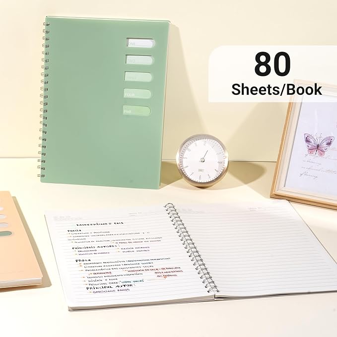 Yoment 4 PCS Spiral Notebook 8.5"x11" for Work School, Large A4 Lined Journal Notebooks for Women Writing, College Ruled Journaling Notebooks, 80 Sheets/Note Book Plastic Cover, Multicolor