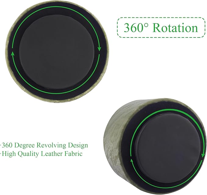 Round Leather Art Supply Organizer,Remote Control Holder,360 Degree Spinning,Multi-Functional Pencil Holder,4 Compartments Desktop Stationary Organizer(1-Hill Green)