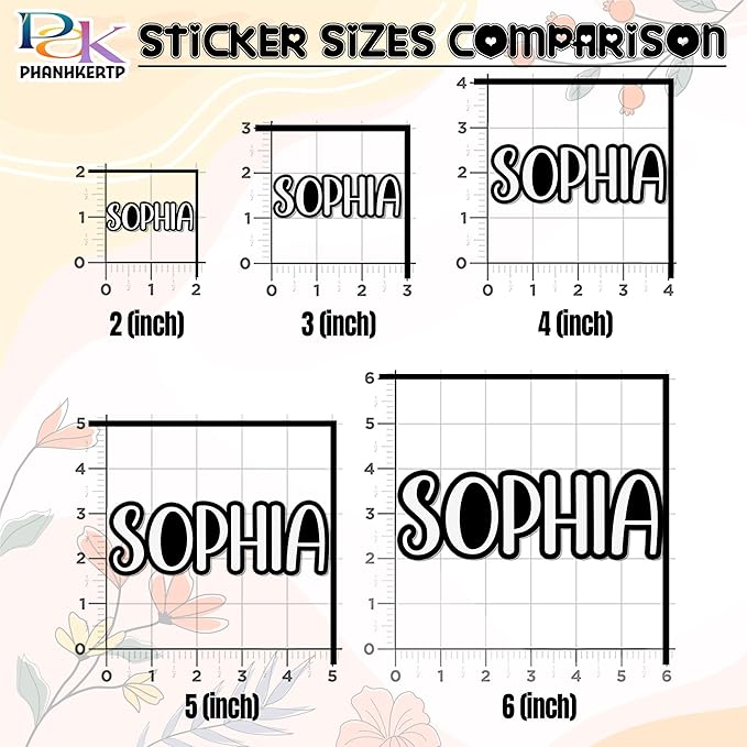 Custom Name Sticker Personalized Quotes Text Decal More Color Font Add Your Word Customized Waterproof Vinyl Sticker for Laptop, Water Bottle, Tumbler, Phone Case, Cup