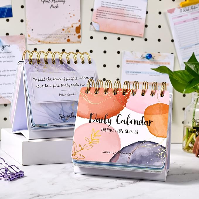 Motivational & Inspirational Perpetual Daily Calendar - Planners Undated Perpetual Desk Calendar/Inspirational Standing Flip Calendar - Page a Day - (5.5" x 4.8") - Positive Daily