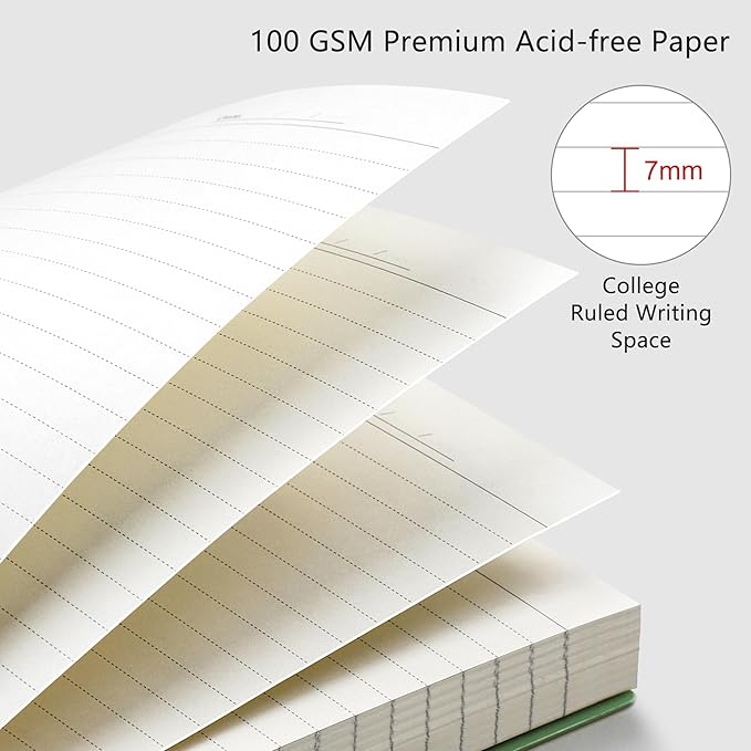 RETTACY Spiral College Ruled Notebook, 300 Pages, A4 Large Size (8.2" x 11.2"), for School, Work, Writing, Journaling, 100 GSM Thick Paper, Flexible Plastic Cover (Deep Green)
