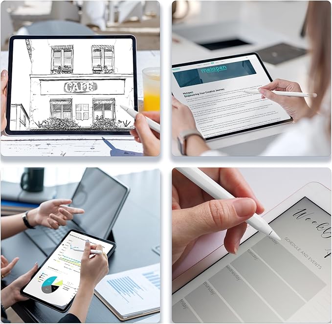 Metapen A14 iPad Stylus, Magnetic Wireless Charging & Bluetooth Shortcuts, Only for Apple iPad Pro 11”(1st–4th Gen)&12.9”(3rd–6th Gen),iPad Air 4th Gen,iPad mini 6, Palm Rejection, Tilt Support