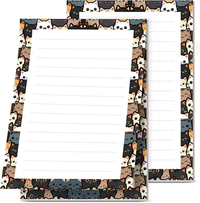 Lined Sticky Notes 4x6 in, 2 Pack Large Cute Notepads with Lines, Bright Post Memo Note Pads Big Rectangular Sticky Notes for Office Colorful Cute Cats