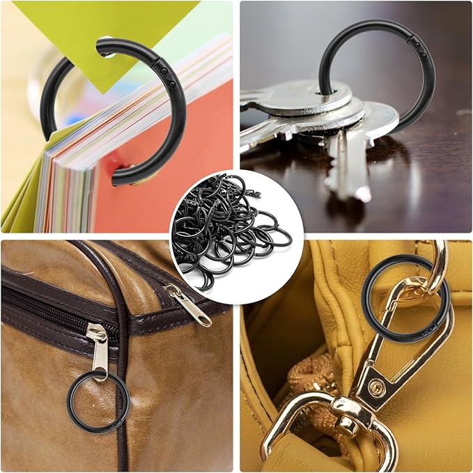 210 Pcs 1-1/2 Inch Plastic Binder Rings, Loose Leaf Binder Book Rings, Black Index Card Rings Binder Clip Rings for Flash Cards, Key Rings, Index Cards, Paper (40mm)