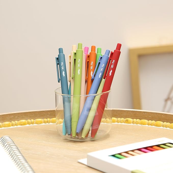 Mr. Pen- Retractable Gel Pens, 12 Pack, Assorted Color Inks, Fine Point 0.7mm, Fast Dry, Smooth Writing, Cute Pens for Drawing, Writing Planner and School Supplies