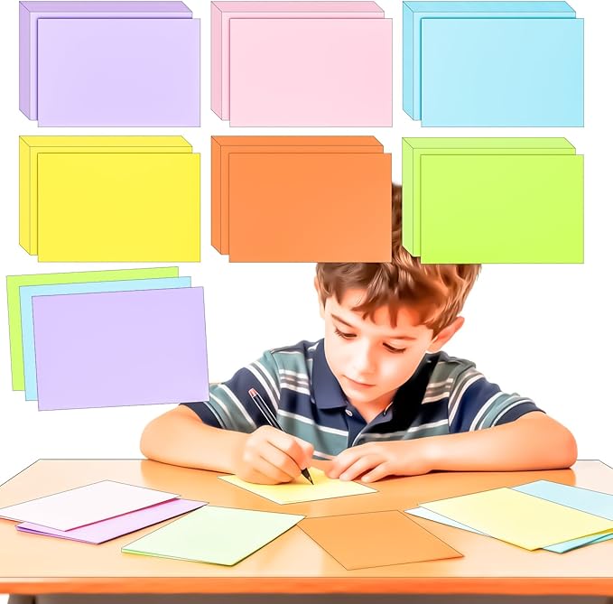 180PCS Blank Colored Index Cards 4 x 6 Inch Flash Cards, Colored Note Card Flashcards, Colorful Blank Index Card Note Pad 4 x 6 Study Notecards for School Office College Supply