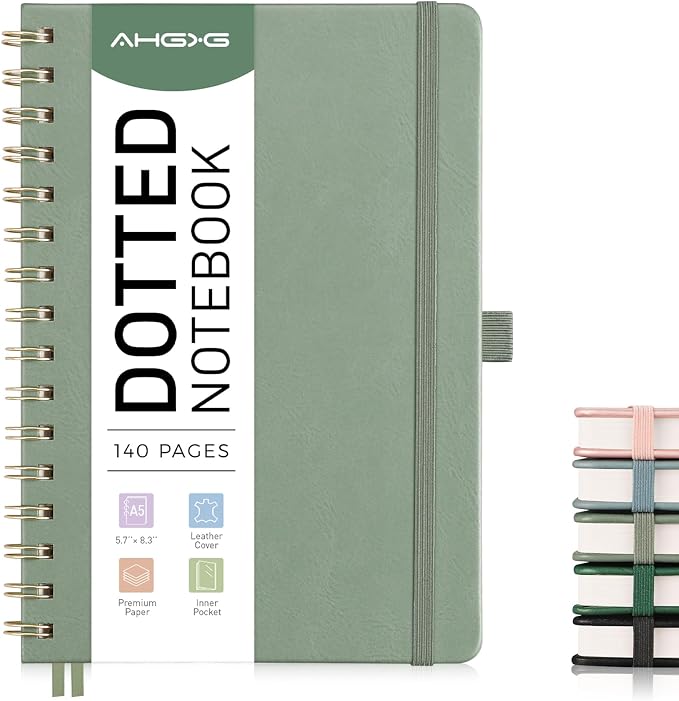 AHGXG Dotted Journal, 140 Pages, A5 (5.7" x 8.3")