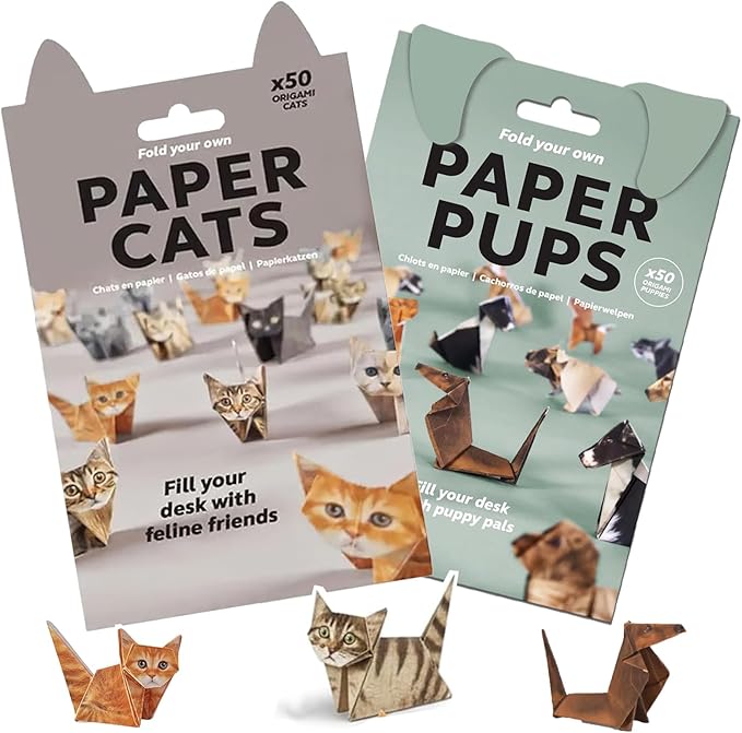 50 Sheets DIY Paper Cats, Origami Paper Kit to Fold Cute Cat Figures, Desk Origami Cats Decoration, Craft Activity for Adults Kids, Creative Gift for Kids Adults Cat Lovers（Cat&Dog, 50pcs）