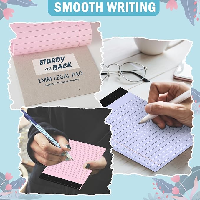12 PCS 4" x 6" Small Legal Pad College Ruled Lined Mini Legal Pad 80 GSM Pastel Colored Memo Notepad 30 Sheets Memo & Scratch Notepad for Home Office School Work Business To Do List Grocery List