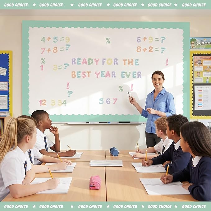 221 Pcs Composition Notebook Bulletin Board Letters, Round Alphabet Number Punctuation Symbol Combo Letter Cutouts, Pastel Classroom Decor for Summer School Chalkboard Whiteboard Poster Wall