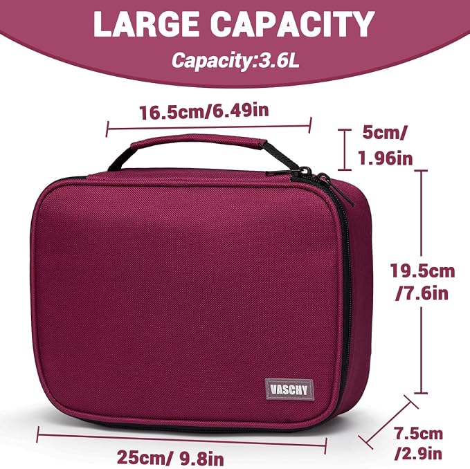 VASCHY Large Pencil Case, Art Color Pencils Pouch with Detachable Layers Multiple Zip Pockets for School Office Stationary Organization Burgundy