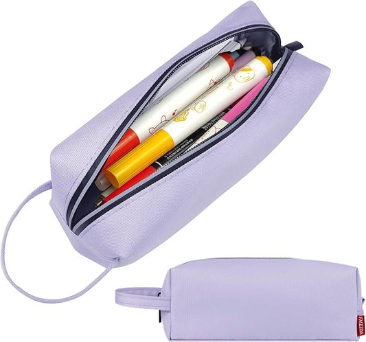Fmeida Purple Pencil Case, Spacious Pencil Bag with Waterproof Zipper, Portable Pencil Cases with Carrying Handle, Practical Pencil Pouch Bag Pen Holder Stationery Organizer