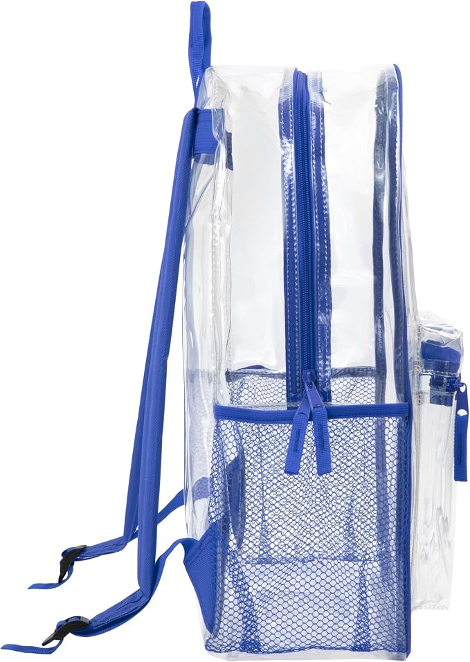 Trail maker 24 Pack Bulk Clear Backpack Heavy Duty with School Supplies, Side Pockets for Kids, Boys, Girls, School, Stadium Approved (Multicolor Pack)