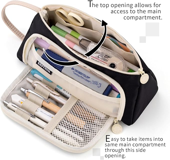 EASTHILL Big Capacity Pencil Case Pouch Pen Case Simple Stationery Bag School College Office Organizer for Teens Girls Adults Student