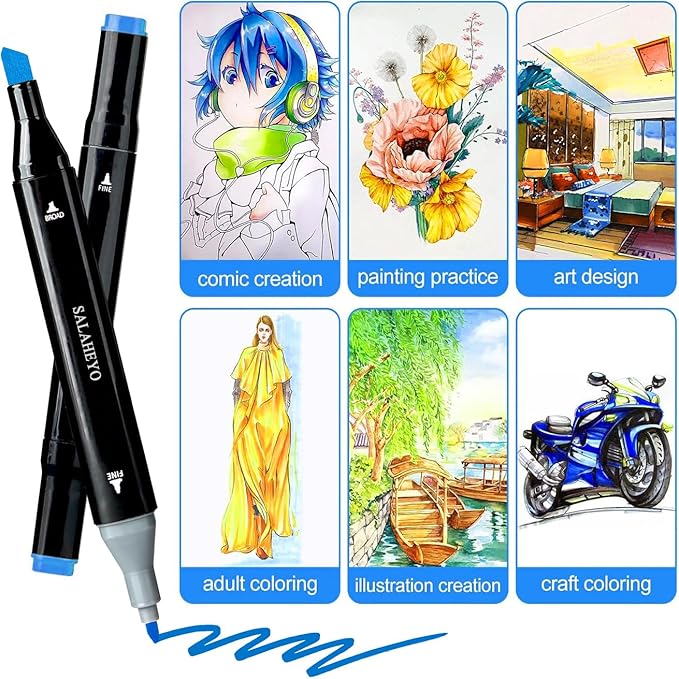 80 Colors Alcohol Markers with Base Art Drawing Markers Set for Adults Painting,Coloring,Sketching, Comics, Illustration- Refillable