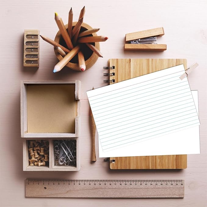 Index Cards 5x8, White Ruled Index Cards, Flash Cards for Studying, File Note, Flash, Study Cards, 100 Pcs Lined Index Flashcards for Office and School Supplies