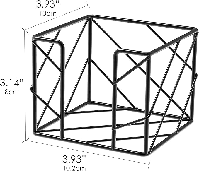 Mesh Metal Sticky Note Holder, Wire Memo Cube Dispenser, Desk Supplies Storage Organizer Container for Home School Office, Fits 3x3 Inch Notes (Black)