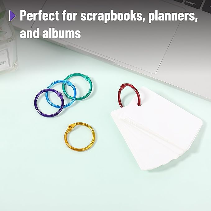 Mr. Pen- Loose Leaf Binder Book Rings, 72 Pack, Assorted Colors, 1 Inch, Metal Binder Rings for Index Cards, Flash Cards, Notebooks, Scrapbook, Keychains, School, Home, Office