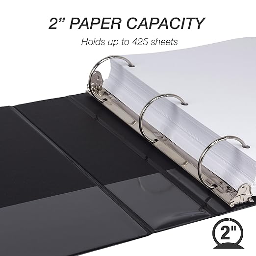 Samsill Economy 2 Inch 3 Ring Binder Bulk Pallet, Round Ring Binder, Customizable Clear View Cover, Black, Pallet of 432 Binders in 36 Cartons