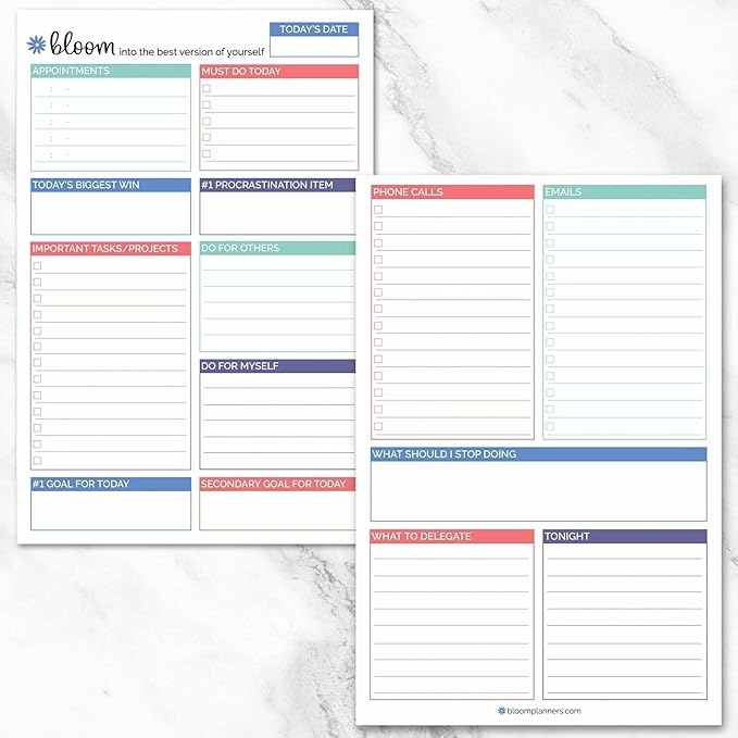 bloom daily planners Double Sided Daily To Do List Planning Pad - 80 Tear Off Sheets for Work, Home or Office Organization (Teal) - 6" x 9"