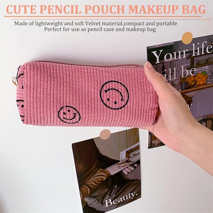 Pencil Pouch Cute Pencil Case Office Storage Bag Holder Box Organizer Aesthetic Bow Flower Pattern Makeup Pouch Cosmetic Bag for Women