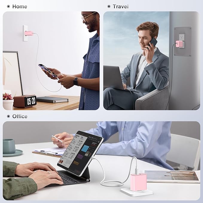Susnwere 40W Dual USB C Charger Block,2-Port Fast USB-C Power Adapter Wall Charger Plug Type C Charging Block for Laptop Computer & Tablets/Phones iPhone 15/14/13/12/11/X, iPad,Samsung,Google 2 Pack