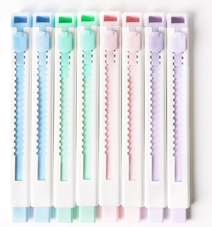 Smilo Retractable Eraser Pens, Mechanical Pencil Erasers, 8-Pack
