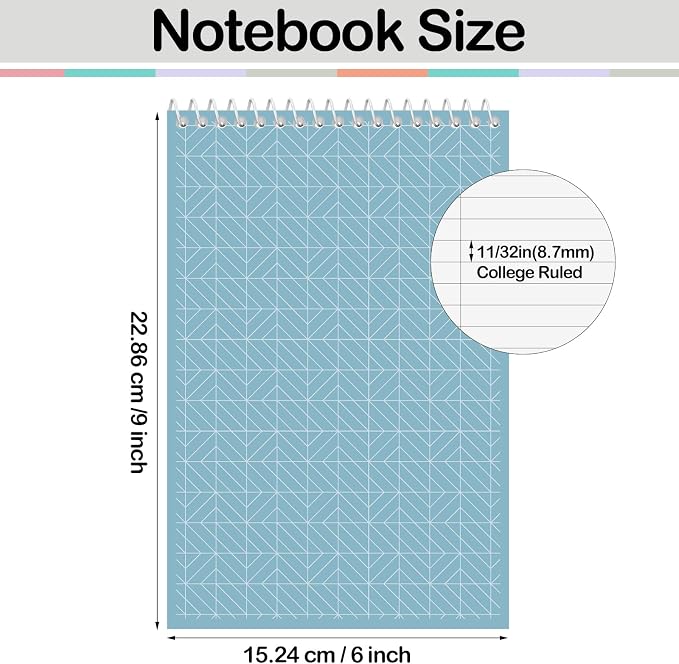 Lincia Top Spiral Steno Pads 6'' x 9'' Gregg Rule Inner Paper Steno Books Notebook Writing Pad for Note Taking in Office, University, College, Work(Mix Color,10 Pcs)